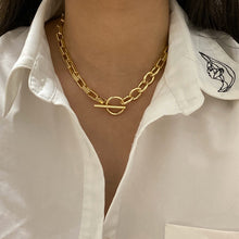 Load image into Gallery viewer, Peri'sBox Box Chain Toggle Clasp Gold Necklaces Mixed Linked Circle Necklaces for Women Minimalist Choker Necklace Hot Jewelry
