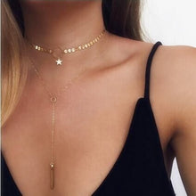 Load image into Gallery viewer, IF ME Vintage Multi Layered Necklace For Women Bohemian Coin Star Moon Geometric Chain Round Pendant Necklace Collar Jewelry New