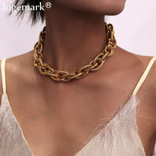 Load image into Gallery viewer, High Quality Punk Lock Choker Necklace Pendant Women Collar Statement Brand Gold Color Chunky Thick Chain Necklace Steampunk Men