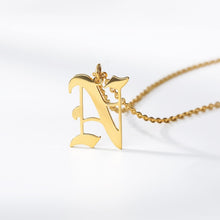 Load image into Gallery viewer, initial necklace Gold Chain letter necklace for women stainless steel necklace women old english font chains цепочка collier цеп