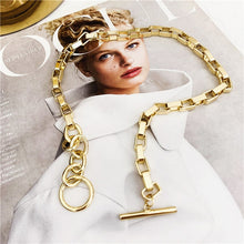 Load image into Gallery viewer, Peri'sBox Box Chain Toggle Clasp Gold Necklaces Mixed Linked Circle Necklaces for Women Minimalist Choker Necklace Hot Jewelry
