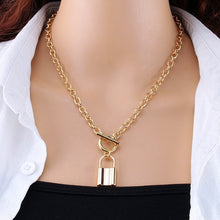 Load image into Gallery viewer, Fashion Punk Link Chain Gold and Silver color Padlock Pendant Necklace Women Trendy Punk Jewelry
