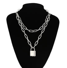 Load image into Gallery viewer, Fashion Punk Link Chain Gold and Silver color Padlock Pendant Necklace Women Trendy Punk Jewelry
