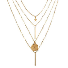 Load image into Gallery viewer, Tocona Bohemia Round Pentagram Layered Necklace Gold Chain Alloy Chokers Necklace for Women Statement Necklace Collar Femme 3869
