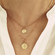 Load image into Gallery viewer, IF ME Vintage Multi Layered Necklace For Women Bohemian Coin Star Moon Geometric Chain Round Pendant Necklace Collar Jewelry New
