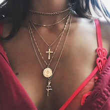 Load image into Gallery viewer, IF ME Vintage Multi Layered Necklace For Women Bohemian Coin Star Moon Geometric Chain Round Pendant Necklace Collar Jewelry New
