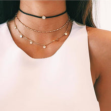 Load image into Gallery viewer, IF ME Vintage Multi Layered Necklace For Women Bohemian Coin Star Moon Geometric Chain Round Pendant Necklace Collar Jewelry New
