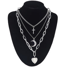 Load image into Gallery viewer, Key to My heart lock necklace 90s grunge aesthetic padlock chain Necklaces neck collar goth egirl jewelry valentines couple gift
