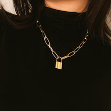 Load image into Gallery viewer, Rock Choker Lock Necklace Layered Chain On The Neck With Lock Punk Jewelry Mujer Key Padlock Pendant Necklace For Women Gift
