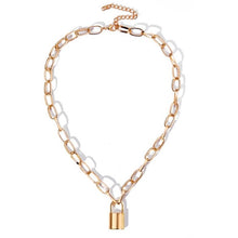 Load image into Gallery viewer, Rock Choker Lock Necklace Layered Chain On The Neck With Lock Punk Jewelry Mujer Key Padlock Pendant Necklace For Women Gift
