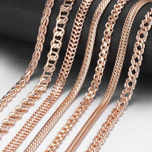 Load image into Gallery viewer, Fashion Necklace For Women Men 585 Rose Gold Venitian Curb Snail Foxtail Link Chains Necklace Fashion Jewelry 50cm 60cm CNN1
